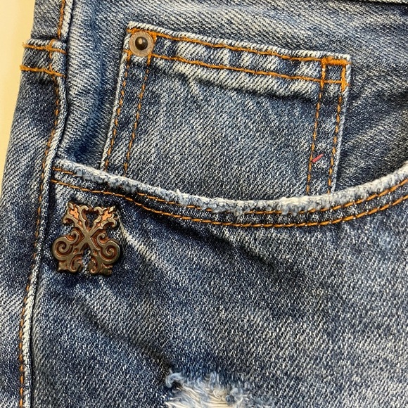 John John distressed 90s inspired 100%cotton denim jean skirt women's size Small - Picture 3 of 11